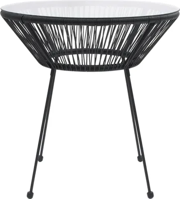 Zdjęcie produktu dla vidaXL Stół ogrodowy czarny Ø70x74 cm rattan i szkło