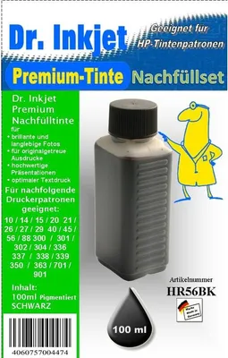 Produktbild von HR56BK - black - Dr.Inkjet Premium Nachfülltinte 100ml für Ihren HP Drucker