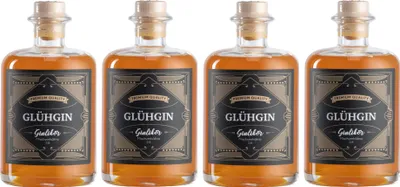 Produktbild von Glühgin 4er Set Ginlikör 4x 0,5L (36% Vol) Zimt Ingwer Mischverhältnis 1:6 - [Enthält Sulfite]