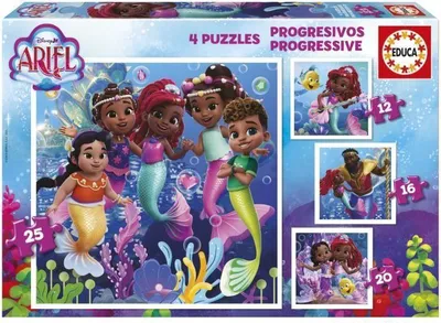 Immagine prodotto di Puzzle progressivi, EDUCA, Ariel, 12+16+20+25 pezzi, Disney, dai 3 anni in su