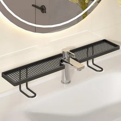 Produktbild von Waschbecken Ablage, 50CM Waschbecken Organizer Regal, Duschablage Ohne Bohren Badezimmer Organizer für Bad Küche