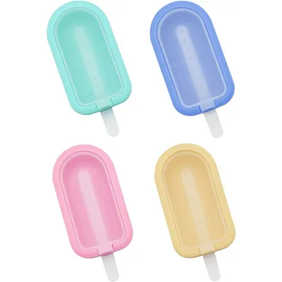 Produktbild von DIY Eis am Stiel Formen aus Silikon – 4 Stück wiederverwendbare Eisformen mit Deckel, farbig, BPA-frei
