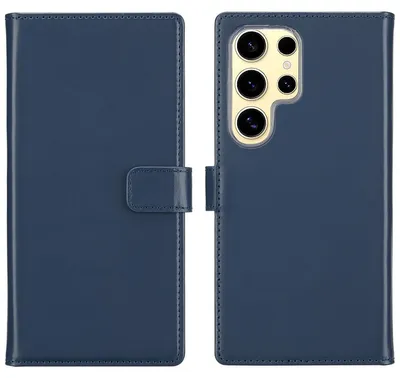 Imagen del producto de Funda de Cuero Auténtico tipo Libro para Samsung Galaxy S25 Ultra - Azul