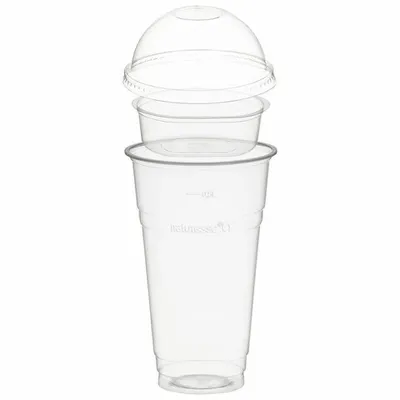 Produktbild von 50x Trinkbecher 500ml + Domdeckel ohne Loch + Einsatzbecher Ø 96mm (PLA)