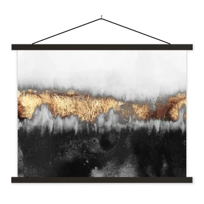 Produktbild von MuchoWow® Textilposter Gold - Chic - Abstrakt 120x90 cm mit schwarzem Rahmen - Aufhänger für Poster