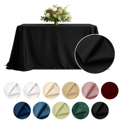 Produktbild von MEBLE ODNOWA, Tischdecke, Matter Samt-Tischdecke, Quadratisch, Schwarz, 230×230 cm, Velours, Tischschutz, Elegant, Formstabil, Elastisch, Strapazierfähig, Maschinenwaschbar