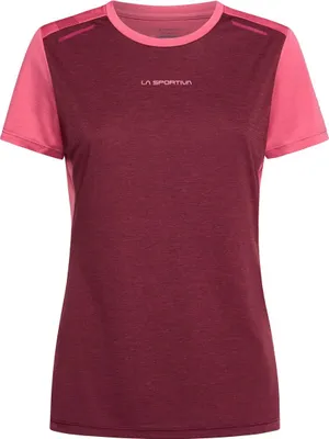 Damen T-Shirt "Tracer T-Shirt W" von La Sportiva in rot und pink; geeignet für sportliche Aktivitäten.