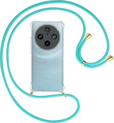 Produktbild von Handykette Backcover-Schutzhülle mit Band (Metall goldfarben) für vivo X100 Pro (V2324A) - türkis