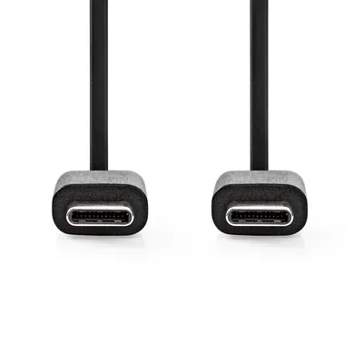 Image de Nedis Câble USB - USB 2.0 - USB-C mâle - USB-C mâle - 60 W - 480 Mbps - Nickelé - 1,00 m - Rond - PVC - Noir - Boîte