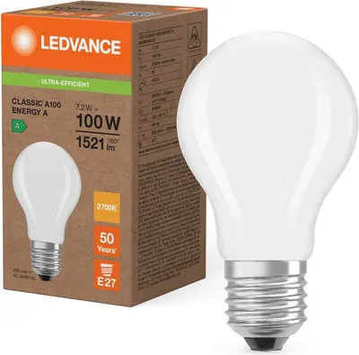Produktbild von Ledvance LED Filament A60 Birne 7,2W = 100W E27 matt 1521lm warmweiß 2700K ultra effizient
