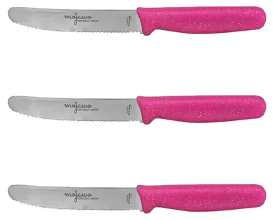 3er Mojawo Frühstücksmesser Tafelmesser Brötchenmesser Solingen Pink