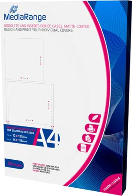 Zdjęcie produktu dla MediaRange CD Jewelcase Booklet + Inlay DINA4 arkusze 50 sztuk