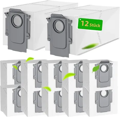 Produktbild von 12 Stück Staubbeutel für Roborock Q Revo/Q Revo Pro/Q Revo MaxV/QRevo Curv/QV 35A/35S/QR/S8 MaxV Ultra/QRevo S/Qrevo Maste/Staubsauger Absaugstation, Ersatzbeutel Zubehörset Staubsaugerbeutel