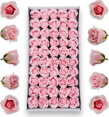 Image de Lot de 50 roses en savon rose pâle