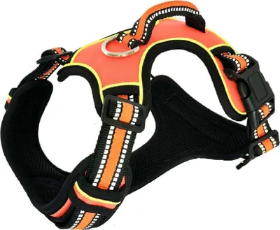 Produktbild von No-Pull Hundegeschirr atmungsaktiv Brustgeschirr Geschirr für Hunde Welpengeschirr Reflexstreifen Sichere Führung Einstellbar Weich [Orange XS]
