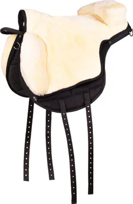 Produktbild von QHP Bareback Pad super soft schwarz mit Riemensystem abnehmbares Kunstfell, Größe:Full