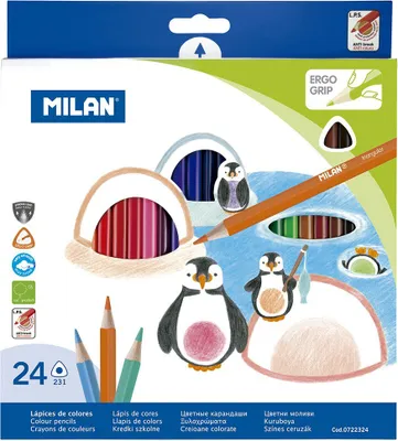 Zdjęcie produktu dla Kredki ołówkowe trójkątne 24 kolory Milan