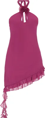 Produktbild von Damen lila ärmelloses asymmetrisches Slim-Fit Kleid mit Schlüssellochausschnitt Größe M