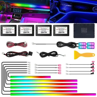 Productafbeelding van Auto LED interieurverlichting, 6 meter RGB-sfeerverlichting met app en afstandsbediening, voor verlichting van het voetruimtegebied