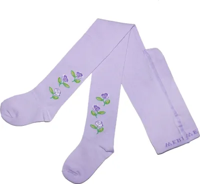 Produktbild von Kinderstrumpfhosen für Mädchen aus Baumwolle Blüten Flieder Größe 80-86