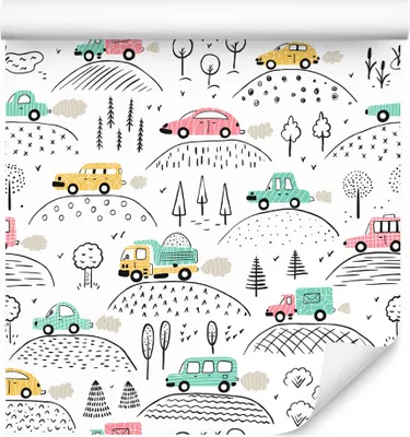 Immagine prodotto di 10m VLIES WALLPAPER rotolo vivaio auto viaggio città alberi piante XXL