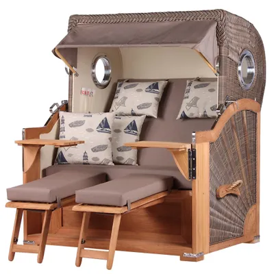 Produktbild von Strandkorb-Set - bene living - Königssee Teak - PE grau- Modell 540 - inkl. Liftersystem