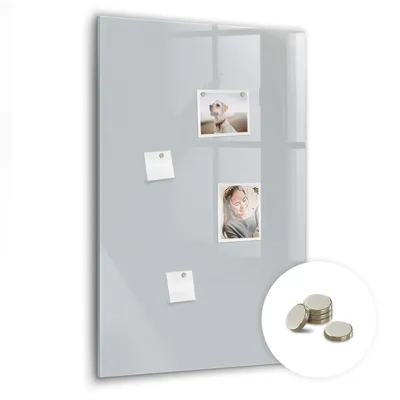 Obrázek produktu pro Magnetická Tabule na Zeď Skleněná - Memo Board Kleněnou Přední Stranou - 5 magnetů v balení - 60x90 cm - Barva světle šedá