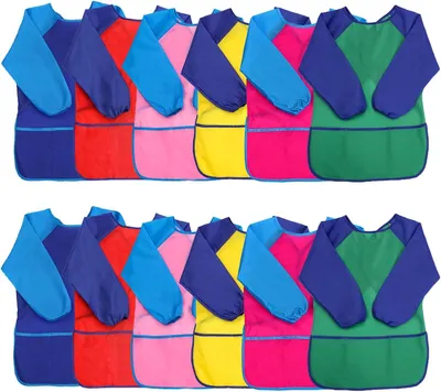 Productafbeelding van Stuk kinderen schilderschort schilderjas waterdicht met lange mouwen en 3 zakken, knutselschort 3-8 jaar voor school kunst schilderen knutselen koken