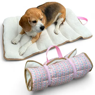 Produktbild von Hundematte Premium – Wasserabweisende Rückseite – Leicht und tragbar – Fleece – 70 x 45 x 3 cm – Ideal für Zuhause/Reisen – Hundereisematte