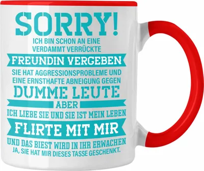 Produktbild von Trendation - Geschenk für Freund Valentinstag Lustig Humor Verrückte Freundin Liebe Und Ja Sie Hat Mir Diese Tasse Geschenkt (Rot)