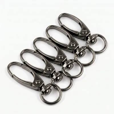 5er Set Bolzen-Karabiner in Anthrazit, Taschenkarabiner für Gurtband.
