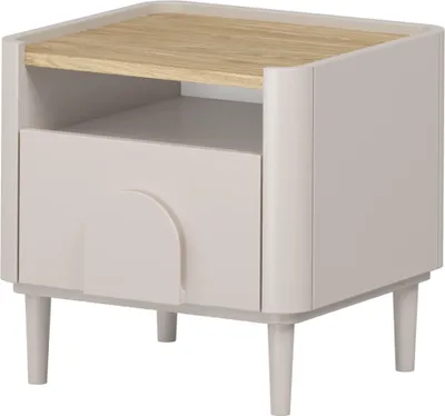 Produktbild von Amilio Nachttisch mit Schublade – Kaschmir und geölte Eiche | Farbe: Kaschmir | Größe: 48x48x48 cm