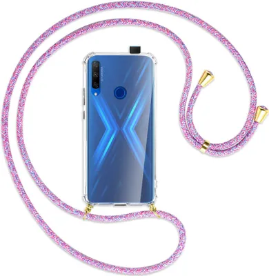 Produktbild von Handykette Backcover-Schutzhülle mit Band (Metall goldfarben) für Honor 9X / 9X Premium - lila/rosa/blau