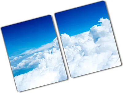 Produktbild von Tulup Glas Herdabdeckplatte - 2x40x52 cm - Glaskeramikkochfeld-Abdeckung Spritzschutz Glasabdeckplatte Kochplattenabdeckung und Schneidebrett - Zweiteilig - Landschaften - Wolken - Blau