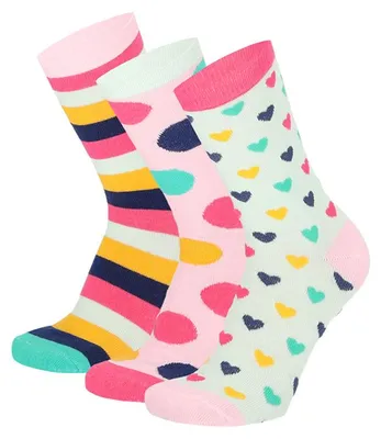 Produktbild von Damen Socken mit Herzen gestreift und gepunktet, Farbe:Pink, Größe Socken:36-41