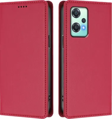 Produktbild von Handyhülle für OnePlus Nord CE 2 Lite 5G/Nord 2 Lite, Kunstleder Klapphülle Stoßfeste Magnetische Hülle mit Ständer Rot