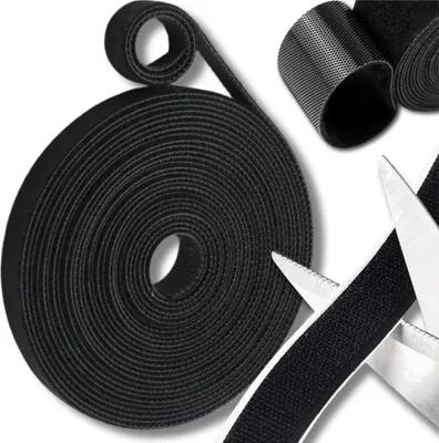 Produktbild von EDIBAZZAR | Klettband zur Befestigung von Kabeln und Drähten, schwarz, 5 m