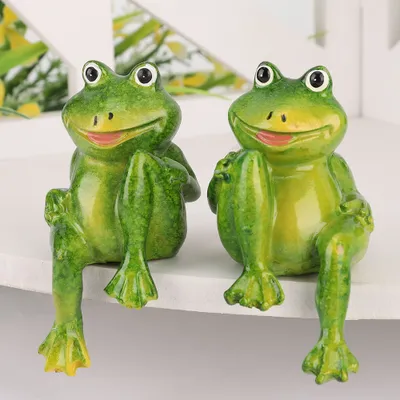 Produktbild von 2 kusy živice Žaby Socha Vonkajšia záhradná dekorácia Socha pre domáci stôl Záhradný ornament