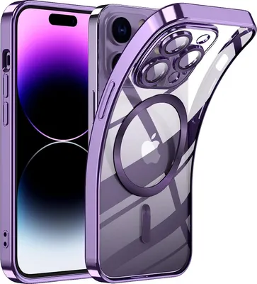 Obrázek produktu pro Pouzdro pro iPhone 14 Pro Max Magnetické Ultra Tenké Průhledné Pouzdro s Magsafe a Ochranným Krytem na Kameru Fialová