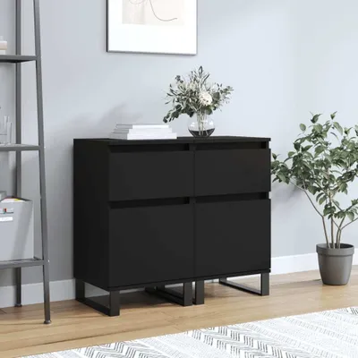 Produktbild von vidaXL Sideboards 2 Stk. Schwarz 40x35x70 cm Holzwerkstoff