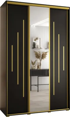Produktbild von MEBLE KRYSPOL Davos 13 Schrank, drei Türen - 235,2x160x45 cm - Schwarz Schwarz Gold