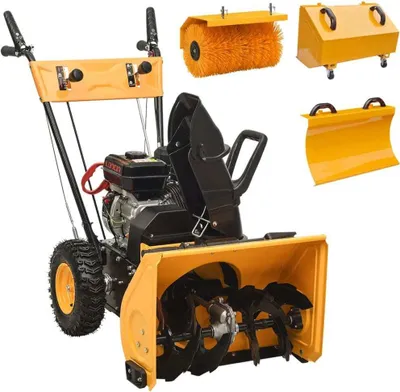Produktbild von 4-in-1 Schneefräse und Kehrmaschine Set Benzinbetrieben 6,5 PS