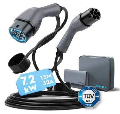 Obrázok produktu pre Nabíjací kábel pre elektromobily, typ 2, výkon 7,2 kW, dĺžka 15 metrov, ne