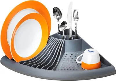 Obrázek produktu pro Rohový úložný regál šedý polypropylen - Kuchyňský organizér 50 x 9 x 35 cm
