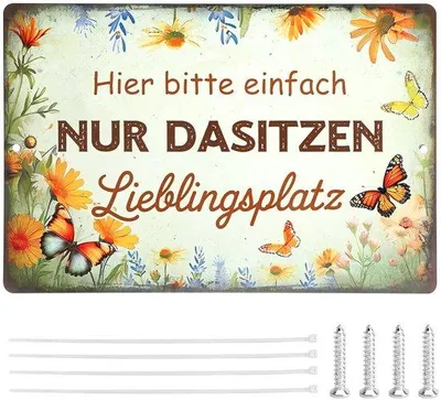 Obrázek produktu pro Stará zahradní dekorace – kovová deska – jedinečný kus – hliník – 30 x 20 cm
