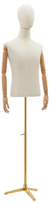Produktbild von Herren Schneiderpuppe - Oberkörper Schaufensterpuppe - Verstellbare Höhe 135–193 cm - Metallstandfuß - Mit Kopf - Kleiderbüste für Herrenmode