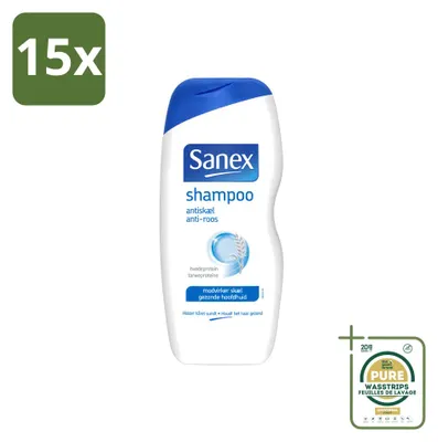 Productafbeelding van 15 x Sanex Anti-roos shampoo - met kamille en tarwe-eiwit - 250 ml - voorraadverpakking - 15 stuks