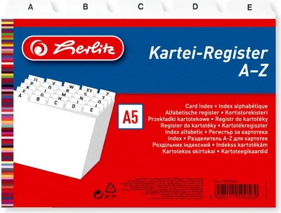Produktbild von Leitregister A-Z A5quer PP 25-teilig weiß Packung mit 48 Stück