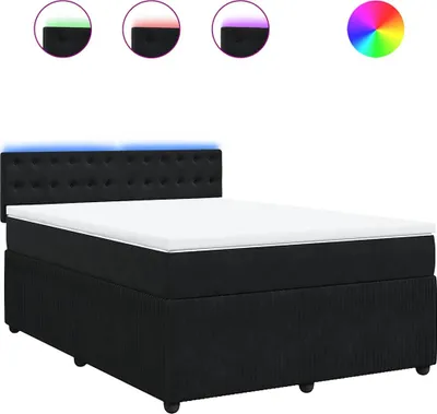 Image de vidaXL Lit boxspring avec matelas noir 140x200 cm velours