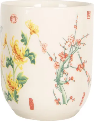 Produktbild von Clayre & Eef Tasse 100 ml Beige Gelb Porzellan Blumen